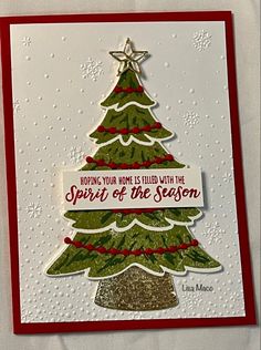 a card with a christmas tree on it and the words, hoping your mom's filled with the spirit of the season