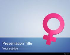 a pink female symbol on a blue and white background with the word presentation title below it