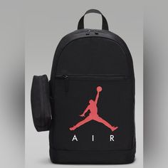 Nike Jordan Backpack (Large) 9a0503-023 - Nwt - Black Everyday Organization. From Work Or School To Your Next Adventure, The Jordan Backpack Is Great For On The Go. It’s Got Minimalist Style Plus A Zippered Pencil Case For Organizing Your Essentials. The Main Zippered Area Has Plenty Of Space And A Sleeve To Store A Laptop Up To 15". 1 Side Bottle Pouch And 1 Front Pocket Help You Stay Organized. Padding On The Back Padded, Adjustable Shoulder Straps 18" H X 12" W X 5" D Body/Lining: 100% Polyester Black 9a0503-023 Nike Sb Backpack, Nike Elite Backpack, Jordan Backpack, Nike Stuff, Elite Backpack, Pink And Black Nikes, Basketball Backpack, Basketball Bag, Nike Backpack