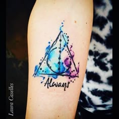 a watercolor tattoo with the word always on it