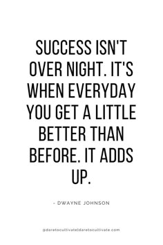 a quote that says success isn't over night it's when everyday you get a little better than before it adds up