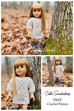 a doll is standing next to a tree