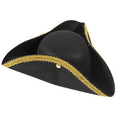 PRICES MAY VARY. Felt material, one size fits most. Deluxe tri-corn hat with gold-colored lame trim. Colonial-style top pirates hath that will go perfectly with that 17th-century pirate or sea captain costume The perfect thing for finishing off an American colonial costume. Good for Halloween, costume party, or any themed event. The Black And Gold Colonial Style Tricorn Adult Costume Hat completes your distinguished colonial look. Colonial Hat, Geek Costume, Tricorn Hat, Captain Costume, Black Beard Pirate, Pirate Hat, Flex Fit Hats, Fancy Dress Up, Pirate Hats