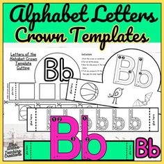 the alphabet letters crown templates are shown