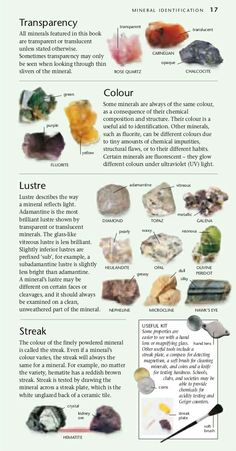 the different types of rocks are shown in this diagram, and there is also information about them