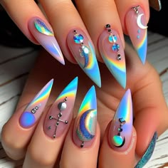 Unusual Nail Designs, Extra Birthday Nails, Birthday Nails Ideas, Nails Latina, Bad And Boujee Nails, Bad And Boujee Outfits, Cosmic Nails, Boujee Nails, Wife Nails