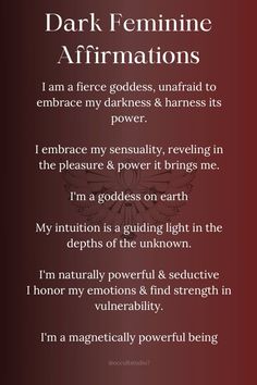 the poem for dark feminine affirmations