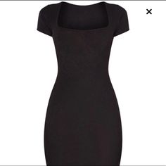 Size 2, Very Sliming, Square Neck Solid Midi Dress With Square Neck For Night Out, Solid Square Neck Midi Dress For Night Out, Casual Midi Dress With Square Neck For Night Out, Fitted Solid Mini Dress With Flattering Silhouette, Solid Short Sleeve Bodycon Dress For Night Out, Solid Color Short Sleeve Bodycon Dress For Night Out, Short Sleeve Bodycon Dress For Night Out, Black Bodycon Dress With Square Neck For Spring, Black Square Neck Bodycon Dress For Spring