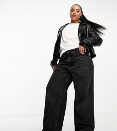 Plus-size jeans by ASOS DESIGN Join the jeans scene Dad fit High rise Belt loops Five pockets Black Jeans Plus Size, Plus Size Wide Leg Jeans, Plus Size Wide Leg, Leopard Print Baby, Jeans Plus Size, Curve Jeans, Dad Jeans, Winter Party Dress, Asos Curve