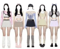 5 Member Kpop Girl Group Outfits, Kpop Stage Outfits Ideas 5 Members, Stage Outfits 5 Members, 5 Member Girl Group Outfits, Girl Group Outfits, Kpop Stage Outfits, Gg Outfits, Kpop Stage