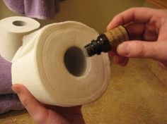 When you get out a new roll of toilet paper, place a few drops of your favorite essential oil in the cardboard tube of the toilet paper.  This will release the scent of the oil each time the paper is used. RIDICULOUSLY good idea!!! Diy Life Hacks, Toilet Paper Roll, Green Cleaning, Diy Life, Cardboard Tube, Diy Cleaning Products, Diy Hacks, Cleaning Organizing, Cleaning Solutions