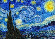 the starry night painting is shown in this image