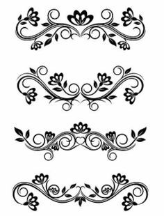 a set of decorative floral design elements