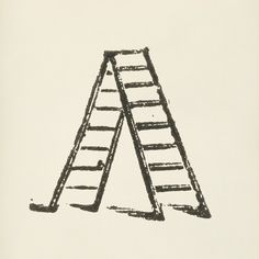 a drawing of two wooden ladders on a white paper with the letter a in it