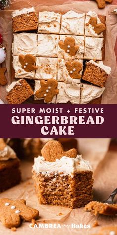 gingerbread cake with cream cheese frosting on top