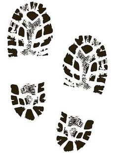 three footprints in the shape of trees on a white background, each with different shapes and sizes