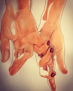 two hands holding each other with their fingers