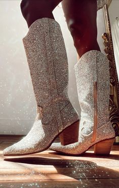 Matisse Nashville Western Boot ~ Rhinestone – Show Me Your Mumu Western Heeled Boots, Sparkles Cowboy Boots, Glittery Cowboy Boots Outfit, Glittery Cowgirl Boots, White Sparkly Cowgirl Boots, Cute Western Boots, Rhinestone Rodeo Outfit, Western Disco Outfit, Wedding Cowgirl Boots For Bride