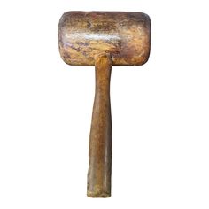 an old wooden mallet on a white background