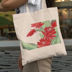 Japanese Red Phyiiocactus Flowers Tote Brand New To Our Print On Demand In House Collection. Features A Natural Light Tan Color And One Side Japanese Vintage Print Of Red Phyiiocactus Flowers. Measures Approximately 14.5" X 15.5" 100% Cotton Canvas 22" Self Fabric Handles Fabric Weight 6oz Red Flower Tote, Flowers Tote, Japanese Vintage, Light Tan, Tan Color, Vintage Japanese, Womens Tote Bags, Vintage Prints, Natural Light