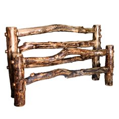 a wooden headboard made out of logs on a white background with clippings