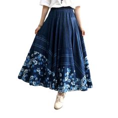 Introducing the 2023 Spring-Summer Collection's Nonconformist Silhouette & Flare Denim Skirt ââ‚?an effortless blend of unconventional trend and contemporary fashion!Why You'll Adore ItThis long skirt is textured to make a statement. Its high-waisted silhouette and rubber closure are made for comfort. while its intricate embroidery and subtle distressed pattern bring an air of vintage charm. No wonder it's the perfect blend of free-spirited chic and vogue style.Distinctive Features Boho Style: E Casual A-line Denim Skirt For Spring, Non-stretch High Waist Denim Skirt For Spring, Spring Casual A-line Bottoms, Casual A-line Denim Skirt, Summer Stretch Denim Skirt, Casual Non-stretch Denim Skirt For Summer, Blue A-line Cotton Bottoms, Spring Casual Non-stretch Denim Skirt, Spring A-line Denim Skirt