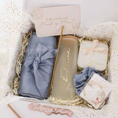 a gift box with some items in it