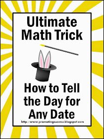 a poster with the words, ultimate math trick how to tell the day for any date