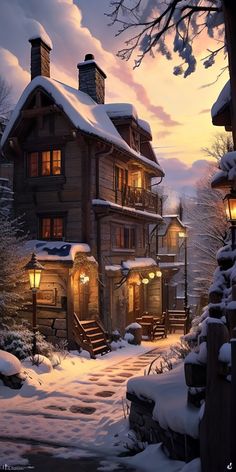 Winter Town Fantasy Art, Snowy Town Fantasy Art, Snowy Village Fantasy Art, Tattoos Black Women, Christmas Village Illustration Winter Scenes, Thomas Kinkade Art, Snowy Cabin In The Woods Winter Scenes, Winter Poems