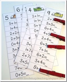 four printable worksheets with numbers on them