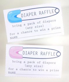 two diaper raffle coupons sitting next to each other