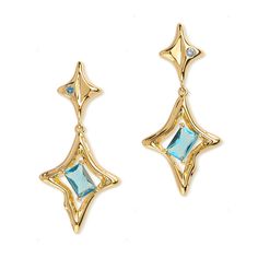 PRICES MAY VARY. Both cool and elegant dangle earrings, features a small angle star with tiny rhinestone and a dangling charming north star holding a dazzling baguette crystal. Versatile style makes them suitable for a variety of occasions, both formal events like a wedding or prom, or just going about your daily business. High-Quality Materials: 14k gold plated brass and a sterling silver needle, fade-resistant also hypoallergenic, perfect for those with sensitive ears, ensuring a comfortable w Gold Jewelry Brands, Cute Sterling Silver Earrings, Gold And Sapphire Jewelry, Cute Gifts For Women, Gold Colorful Jewelry, Blue Earring Stack, Preppy Accessories Jewelry, Small Gift Ideas For Women, 1980 Jewelry