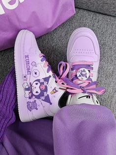 ♡ Material: Rubber Outsole, Micro Fiber Leather♡ Ships out within 7 business days Cute Purple Sneakers For School, Cute Purple Round Toe Sneakers, Hello Kitty Outfit, Hello Kitty Shoes, Kitty Clothes, Back To School Shoes, Kitty Items, Hello Kitty Clothes, Cartoon Shoes