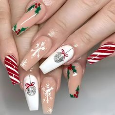 SPECIFICATIONSBrand Name: EaiserHign-concerned Chemical: NoneNumber of Pieces: COMBOOrigin: Mainland ChinaMaterial: PlasticQuantity: 24pcsApplication: FingerItem Type: False NailType: Full Nail TipsChoice: yessemi_Choice: yes Xmas Nails, Christmas Nail Designs, Christmas Nail, Nail Arts, Artificial Nails, Nail Accessories, Candy Canes, Holiday Nails