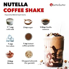 nutella coffee shake recipe with ingredients to make it