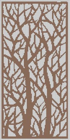 Crochet Patterns Easy, Crochet Curtain Pattern, Crochet Patterns Filet, Crochet Tree, Graph Crochet, Filet Crochet Charts, Fillet Crochet, Pixel Crochet, Cross Stitch Tree