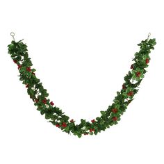 holly garland with red berries and green leaves