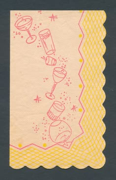 a piece of paper that has some type of design on it, and is yellow and pink