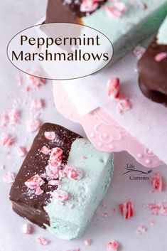 two pieces of peppermint marshmallows on top of each other