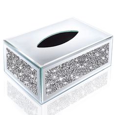 PRICES MAY VARY. TISSUE BOX COVER:This is a mirror tissue organizer.What's unique is that its cover is a process of stamping an arc from a whole mirror.No gap makes the extraction of tissue smooth.The overall appearance is more charming. TISSUE DISPENSER:It sparkles.The four sides are surrounded by the largest range of crystal diamonds.Inside is lined in a nice soft velvet felt type material.The lid can be opened.It’s stunning on the eyes. SIZE:The size of tissue holder is 10”x5.7”x4”.The applic Glam Bathroom Decor, Facial Tissue Box, Tissue Dispenser, Crushed Diamonds, Bathroom Decor Luxury, Gray Mirror, Tissue Box Holder, Tissue Box Cover, Towel Sizes