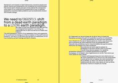 an open book with black and white text on yellow paper next to the same page