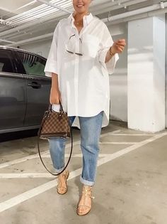 Women Casual Plain Summer 100% Cotton No Elasticity Daily Loose Regular H-Line Ultra lightweight Blouses Stylish Outfits For Women Over 50, Over 60 Fashion, Loose Shirt, Elegante Casual, 60 Fashion, Casual Work Outfits, Fashion Mode, Outfit Casual, Casual Blouse