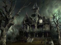 an image of a creepy house with the words horrible house 3d in front of it