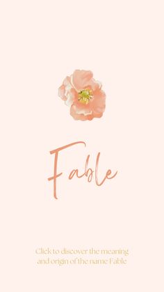 a pink flower with the word faddle written in gold on it's side