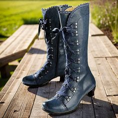 Category:Boots; Upper Materials:Faux Leather; Season:Fall,Winter; Heel Type:Kitten Heel; Gender:Women's; Toe Shape:Round Toe; Type:Mid Calf Boots; Style:Vintage,Casual,Fashion,Elegant; Heel Height(inch):1-2; Outsole Materials:MD (Phylon); Occasion:Daily,Outdoor; Closure Type:Lace-up; Pattern:Solid Color; Listing Date:11/09/2023; 2024 Trends:Brogue,Plus Size,Heel Boots,Button Boots; Heel Height:Mid Heel Goddess Clothing, Fall Heel, Button Boots, Gothic Boots, Boots Heel, 2023 Trends, Boots Style, Faux Leather Boots, Victorian Lace