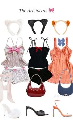 there are many different types of clothes and shoes on this page, including bras