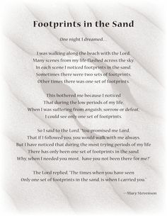 footprints in the sand poem with white background