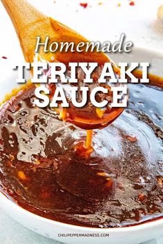 homemade teriyaki sauce in a white bowl