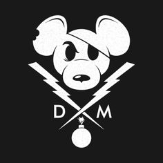 mickey mouse with lightning bolt on his head and the word d m written in white