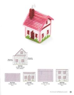 a cross stitch pattern for a pink house